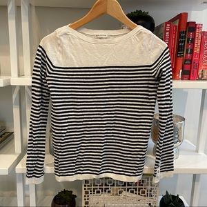 Club Monaco Navy+White Striped Sweater
